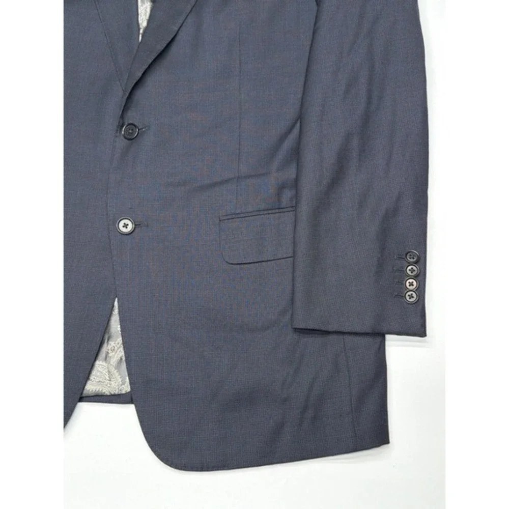 Mens Dark Blue‎ Paisley Lined Blazer Jacket Suit Sport Coat Size 44R